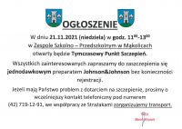 Ogłoszenie o tymczasowym punkcie szczepień w ZS Mąkolicach