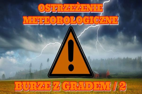 Ostrzeżenie meteorologiczne (28.07.2023) - Burze z gradem